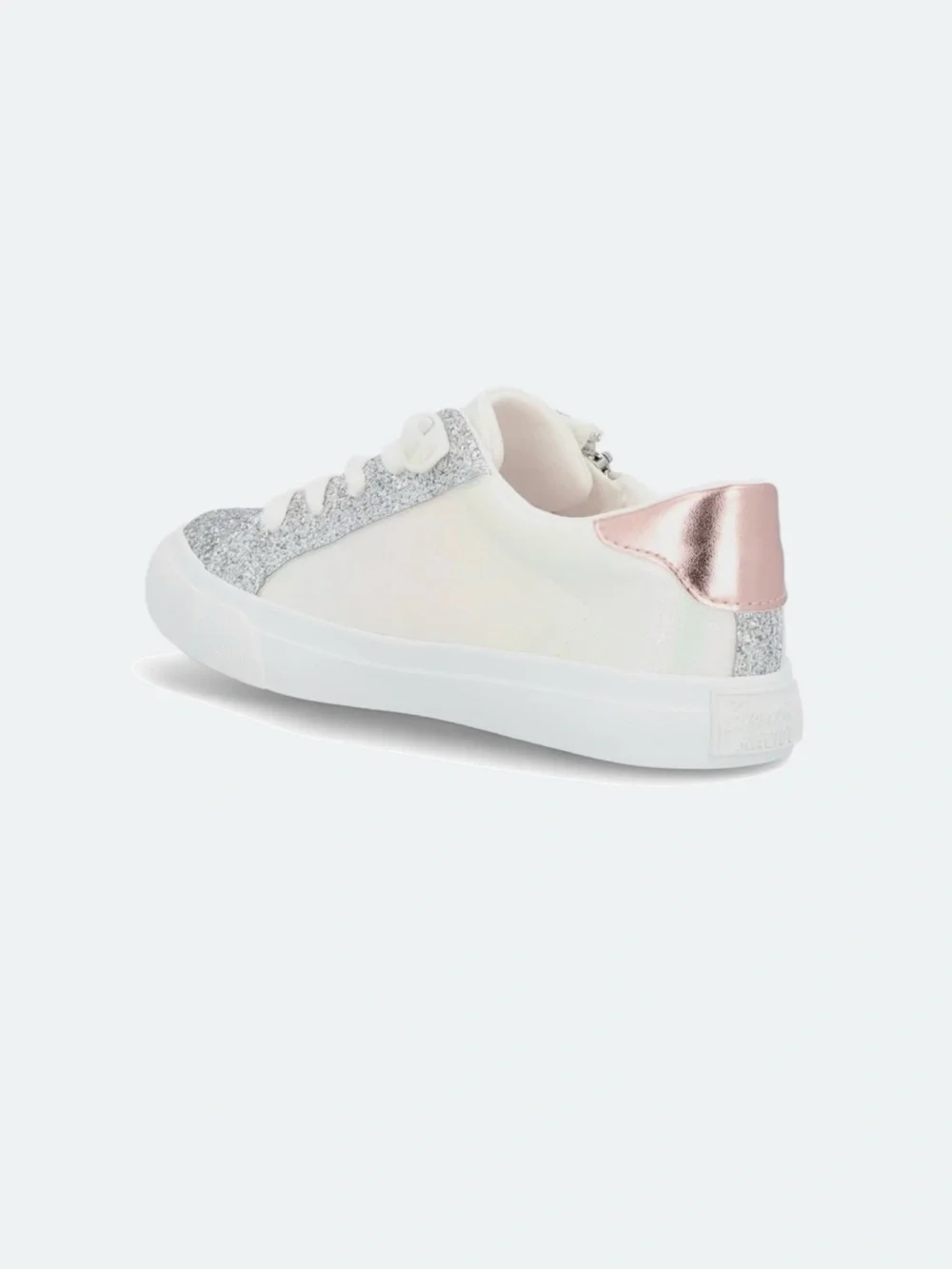 Blowfish Kids Silver Glitter Lace-Up Sneakers with Pink Heel